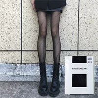 Letter stockings tide brand sexy black silk B lethaver stockings light leg anti -shreds fake pseudo meat cut stockings