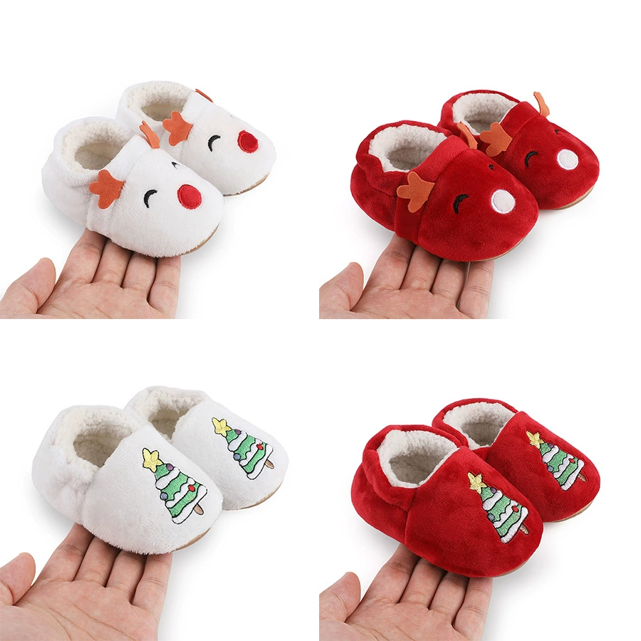 Рождественская детская обувь Camille, домашняя обувь на резиновой подошве, зимняя хлопковая обувь babyshoes0-1 многолетняя обувь для новорожденных