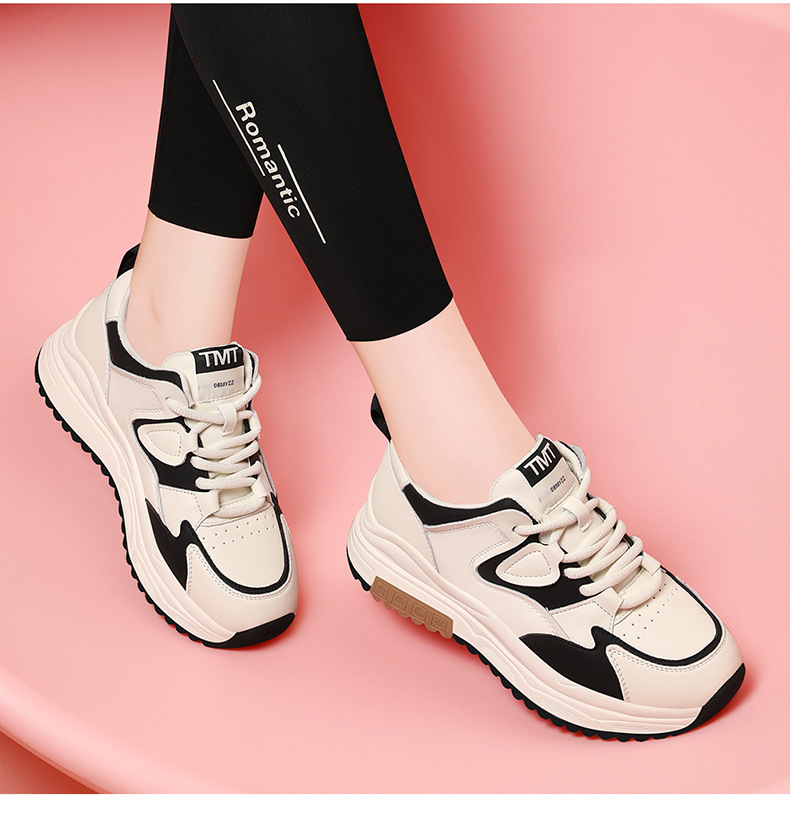 Genuine Leather Retro Fashion Casual Sneakers Women, 2025 Spring And Autumn New Thick-soled Versatile White Shoes For_vogvips.com
