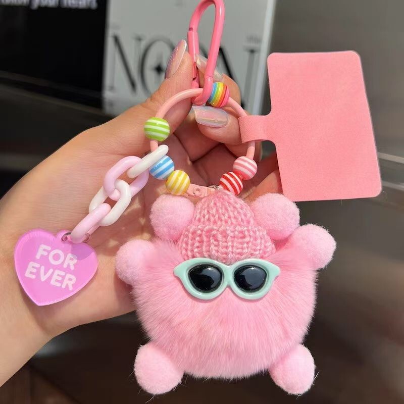 Cute Rex Rabbit Plush Small Coal Ball Car Keychain Pendant Women's Exquisite Internet Celebrant Plush Schoolbag Bag Hanging Gift Cute Rex Rabbit Plush Small Coal Ball Car Keychain Pendant Women's Exquisite Internet Celebrant Plush Schoolbag Bag Hanging Gift