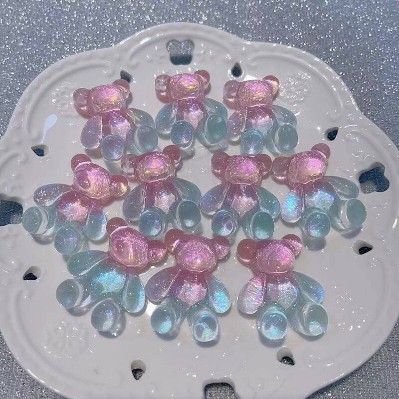 【双色冰透坐坐大熊】卡37×30mm萤火虫夜光 手工DIY饰品-树脂|undefined