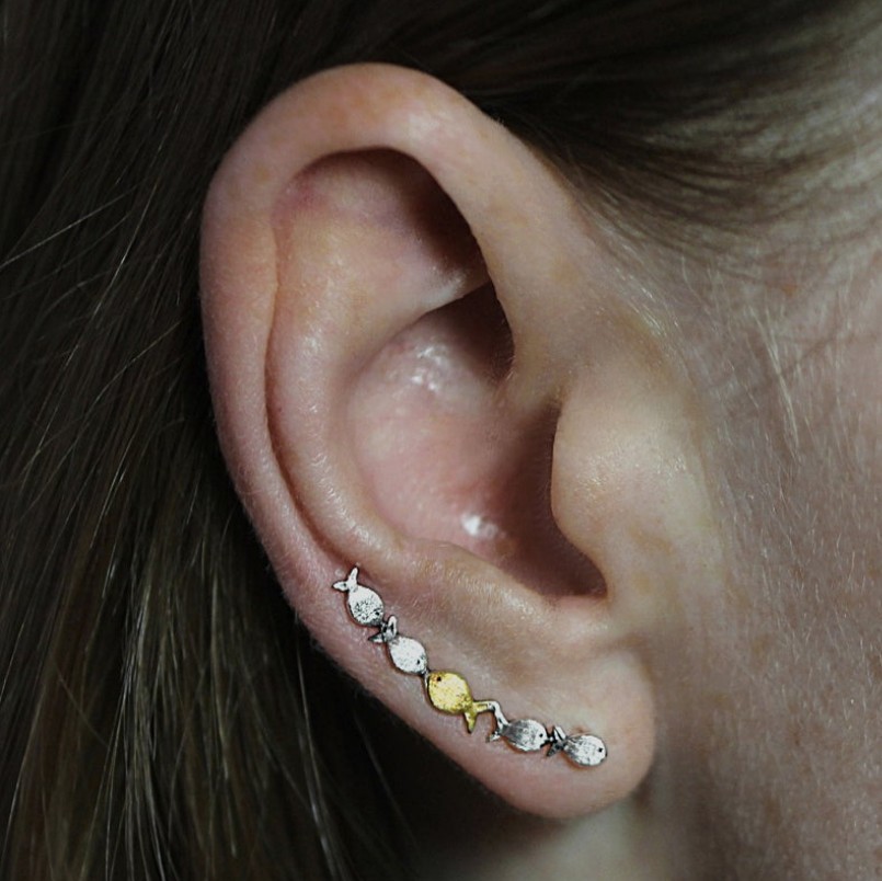 Title 3, Vintage zwemmende vis oorbellen, schattige klei...