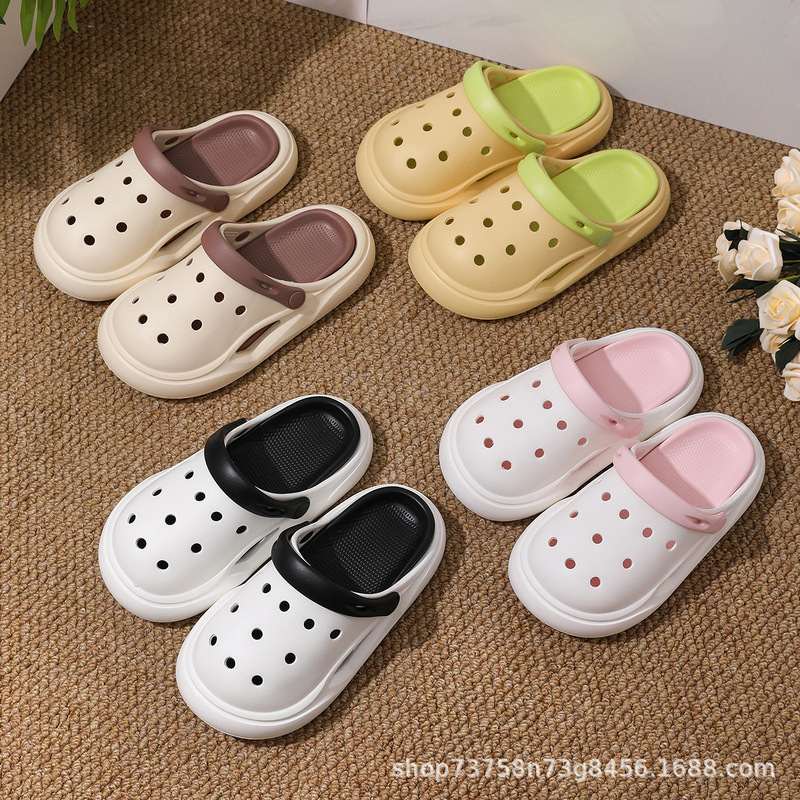 New Summer Color-Blocked Clogs with Thick Soles, Increased Height, Non-Slip, Wear-Resistant, Fashionable, Casual, Outdoor, Beach, Direct Sales from the Manufacturer New Summer Color-Blocked Clogs with Thick Soles, Increased Height, Non-Slip, Wear-Resistant, Fashionable, Casual, Outdoor, Beach, Direct Sales from the Manufacturer