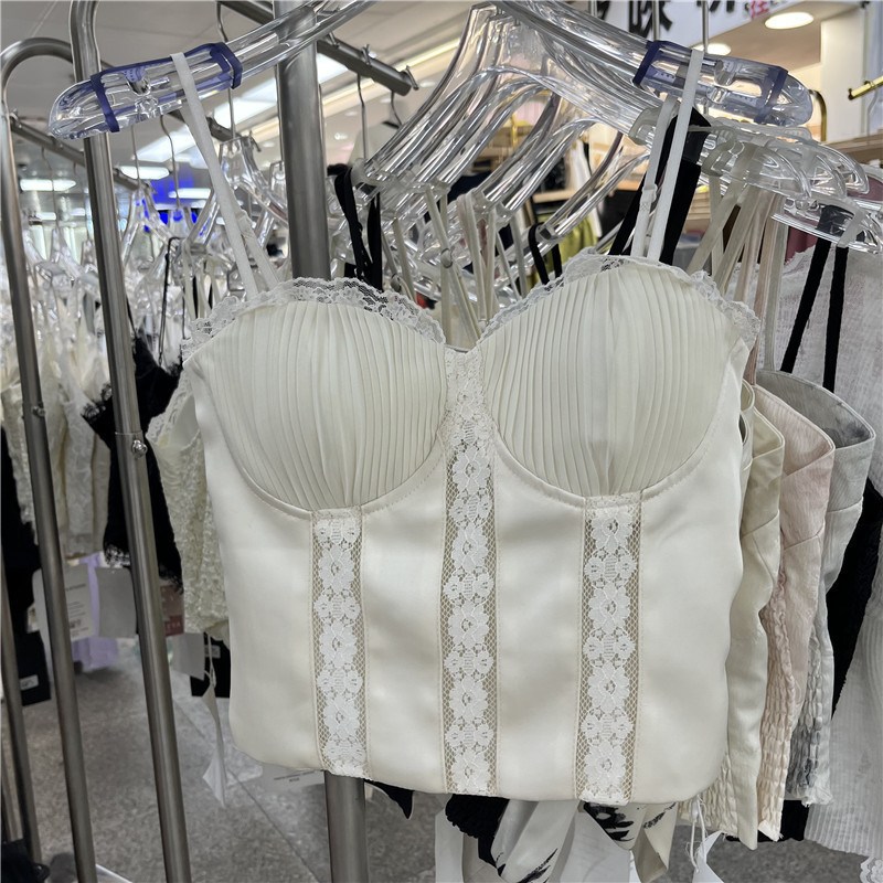 Lace Shell Buckle Pleated Sling Women's Summer New Sexy Inner Chest Pad Beautiful Back Tube Top