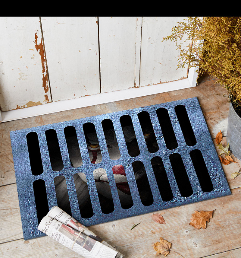 Fábrica transfronteriza alcantarilla cubierta de alcantarilla alfombra de payaso estera de la puerta de Halloween cráneo diseño fantasma cara estera del pie estera del baño