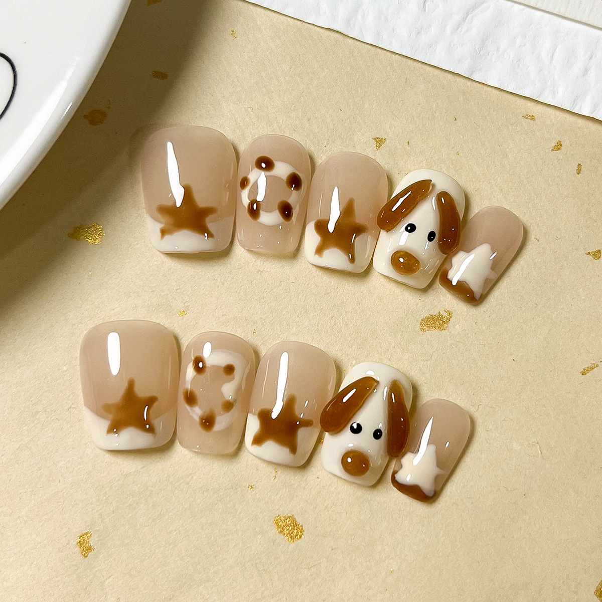 Manos de uso de uñas gradiente blush estereoscópio relieve manicure manicure falsa explosión pura lujo puro manicure