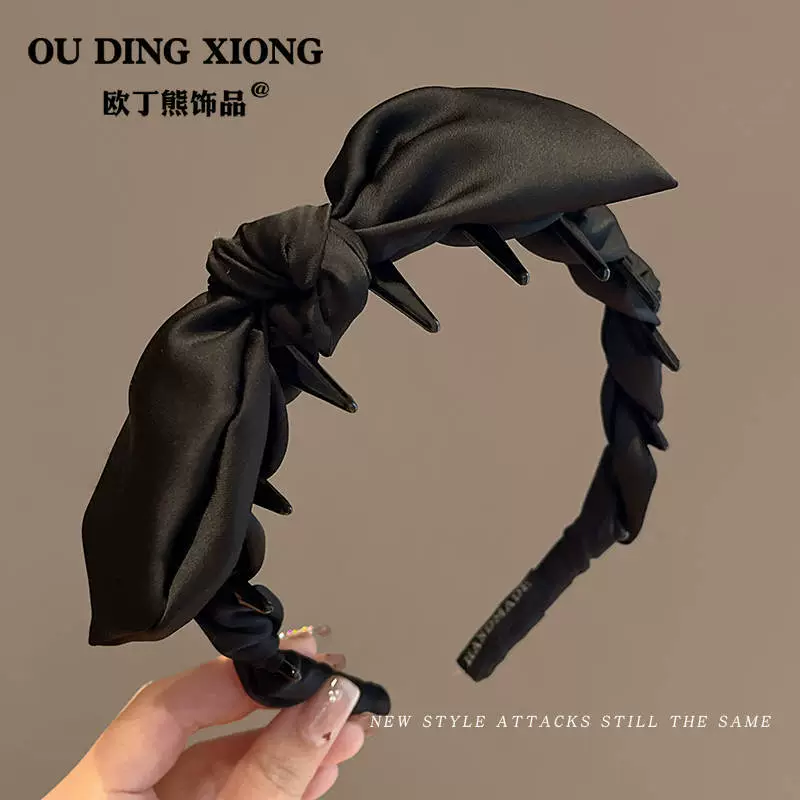 Ободок (OU DING XIONG) с бантом, высокий верх, мягкая набивка, заколки для умывания