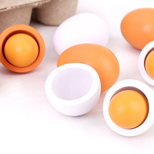 Wood products manufacturer direct sales simulated eggs and duck eggs set of 6 boxes 0.2 children's play house wooden toy egg