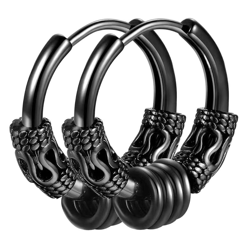 Pendientes de estilo coreano de moda patrón de dragón de personalidad dominante de los hombres Pendientes de tótem de estilo nacional Acero de titanio 304 alambre redondo hebilla de oreja fabricante