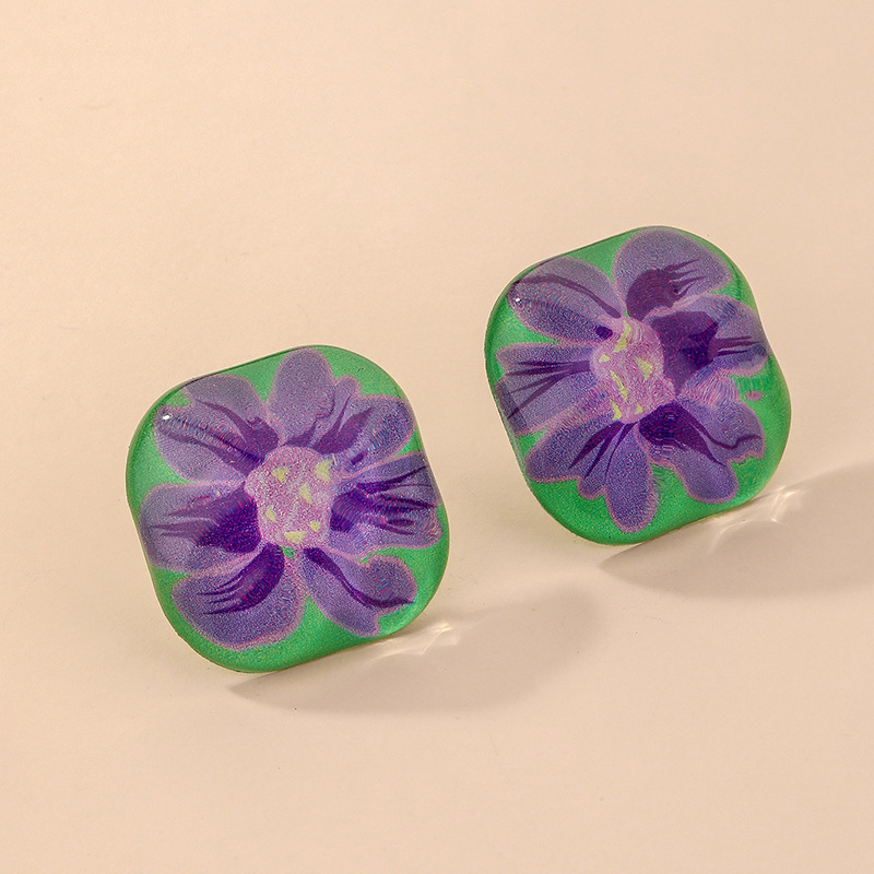 Retro Acrylic Water Ripple Flower Stud Earrings Wholesale Nihaojewelry display picture 5