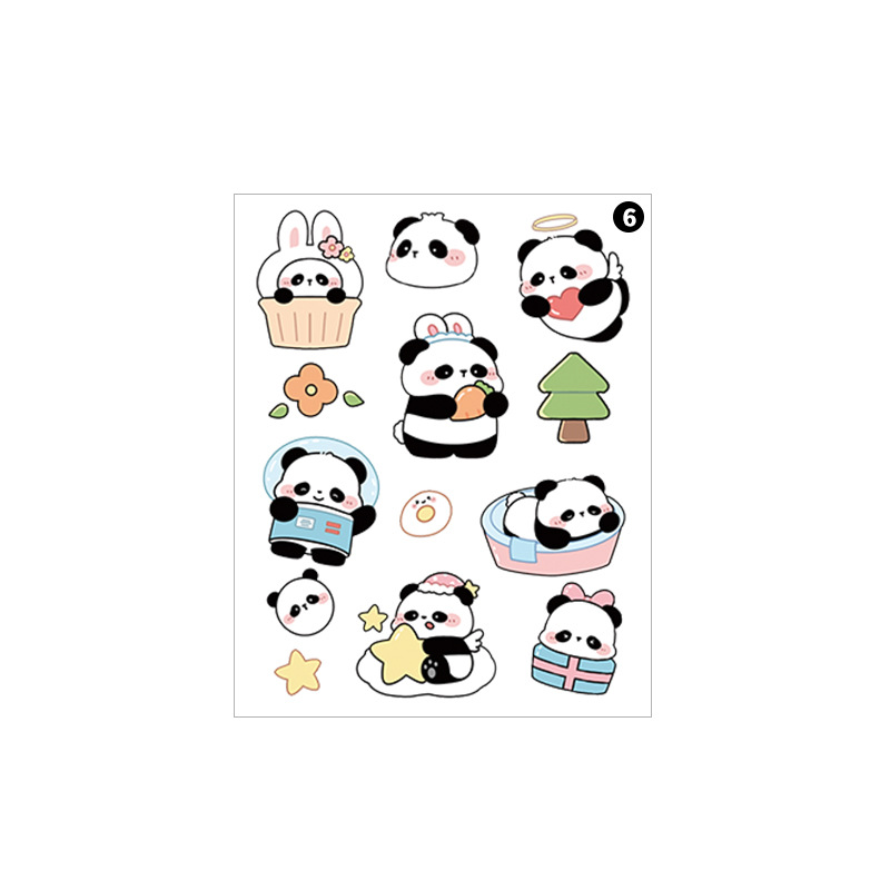 Caricatura adorable pegatinas de panda PET transparente impermeable material de decoración de la caja del teléfono móvil de los estudiantes taza de agua pegatinas DIY