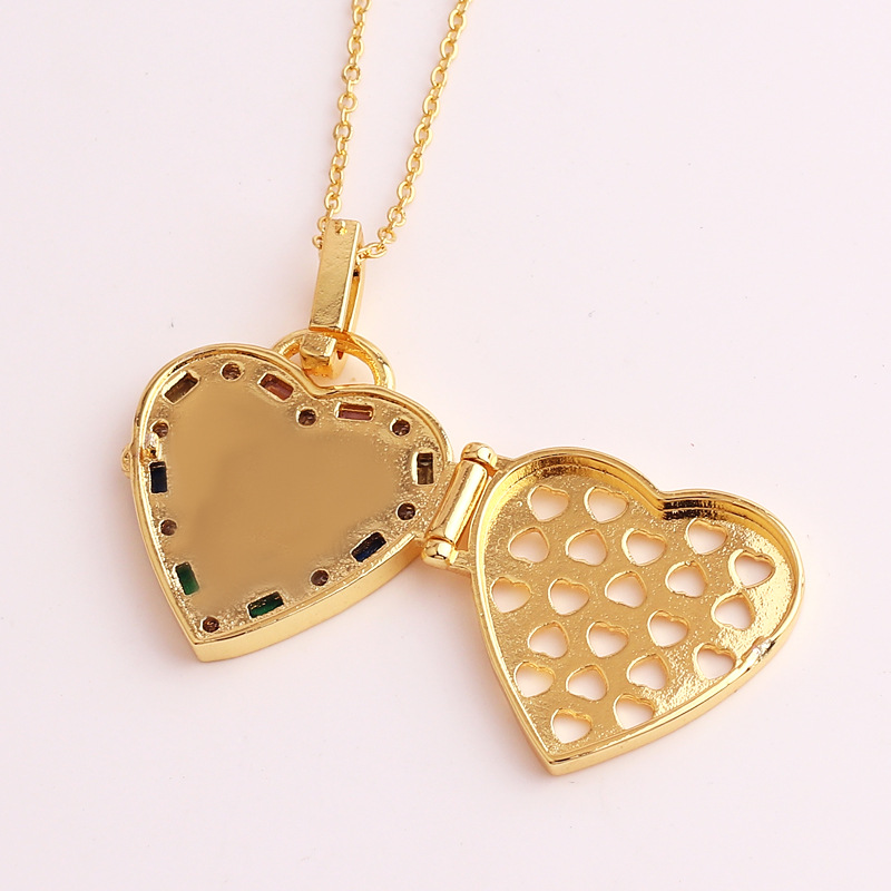 Fashion Heart Shape Copper Plating Inlay Zircon Pendant Necklace 1 Piece