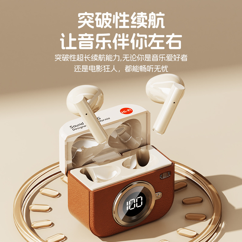 Seleccione estrictamente Q86 modelo privado retro diseño de cámara auriculares Bluetooth auriculares inalámbricos fuente de fábrica en stock al por mayor