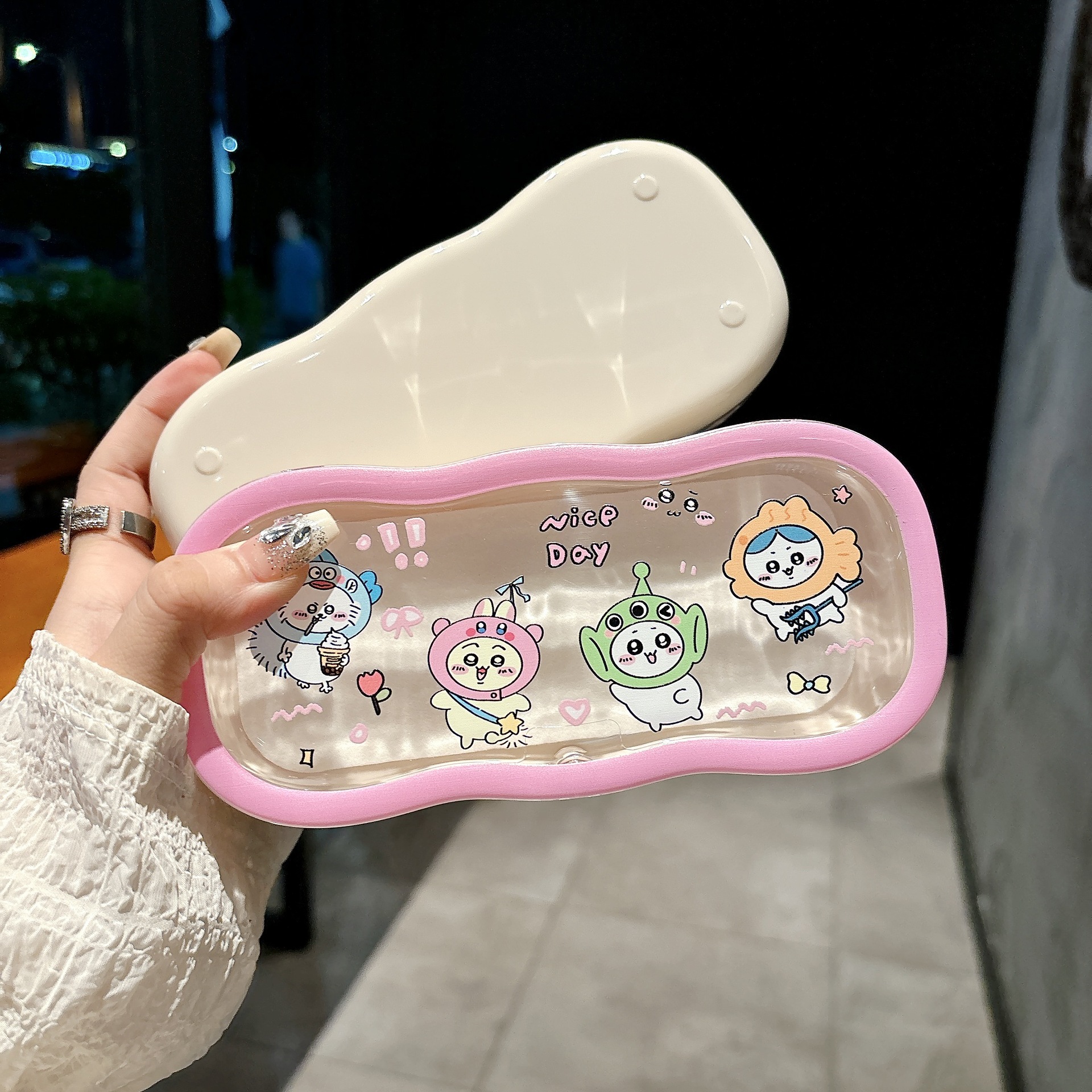 Caja de gafas transparentes de borde de la nube, alta sensación de almacenamiento portátil, niños, niños, niños, estudiantes, lindos, caja de gafas al por mayor