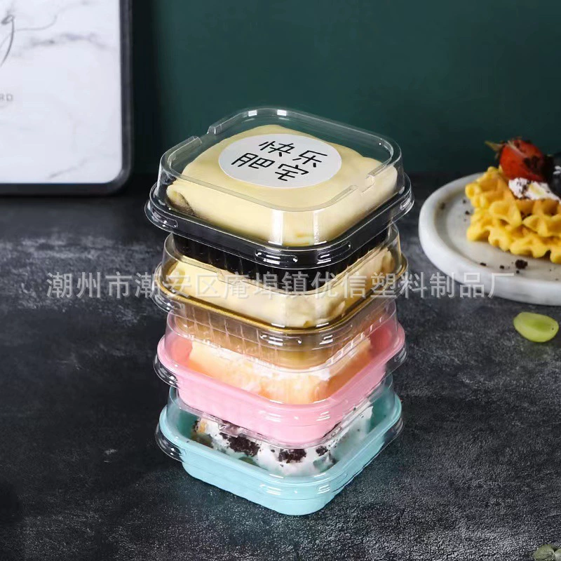 Хрустящие тонны упаковочной коробки Чистый красный Айсберг Лава Менлонг Коробка для торта Десертная коробка для торта Квадратная упаковочная коробка Banji