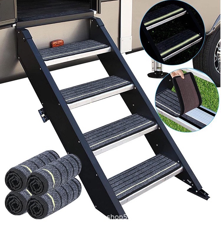 Rv Step Mat, Anti-Slip Pedal Cover for Rv Camper, Step Mat with Reflective Strips, Stair Mat, Luminous Entryway Mat