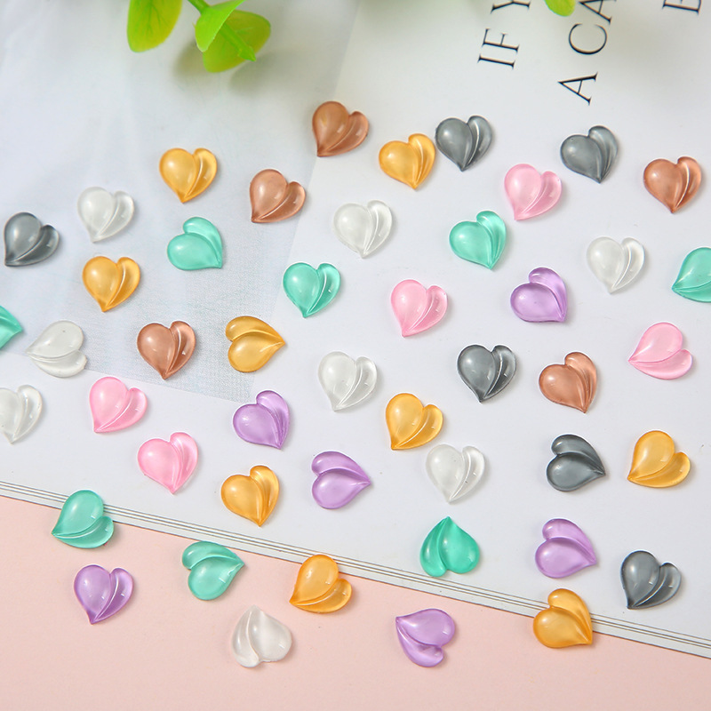 Internet Celebrity Nail Art Jewelry Fart Peach Diamond New Style Bright Face Peach Heart Nail Decoration Mobile Phone Shell DIY Candy Color Love Flat