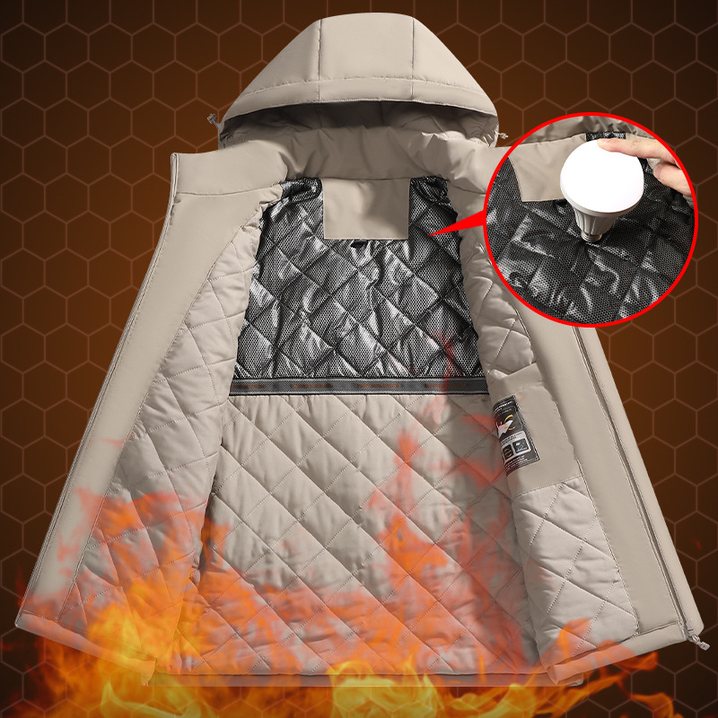 秋冬新款棉衣男 情侣棉服 棉衣男 石墨烯加绒加厚保暖棉衣 冬季外