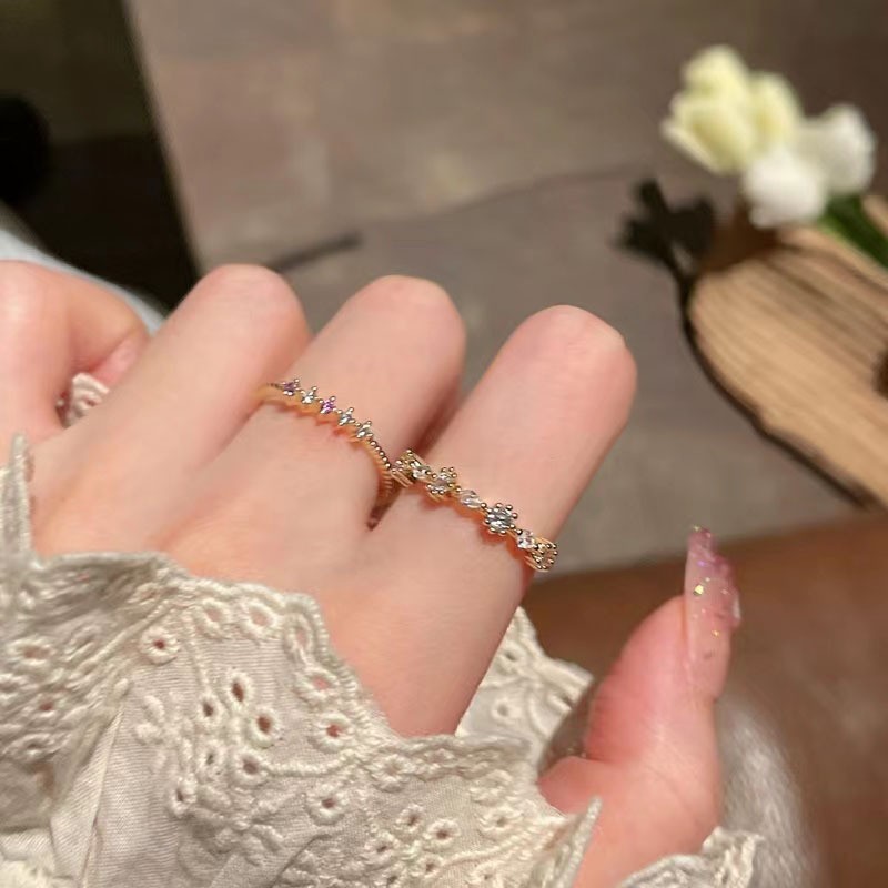 Exquisite Zircon Three-piece Ring Set For Women Adjustable Design_voghion.com