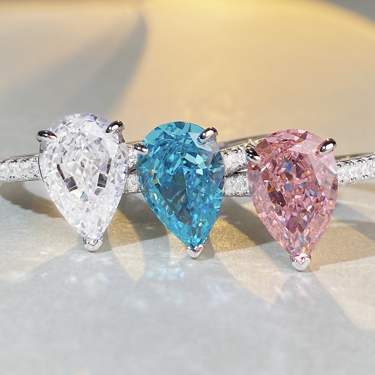 Fashion Water Droplets Sterling Silver Irregular Plating Rhinestones Rings 1 Piece