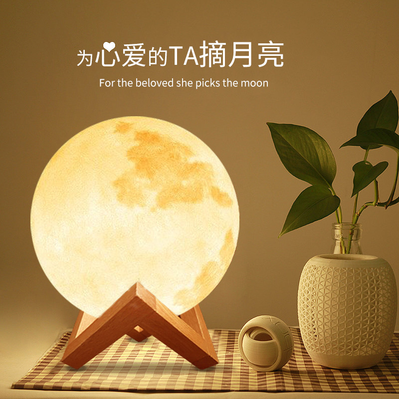 手繪星球燈led小夜燈材料包發光3d手工彩繪月球燈兒童擺地攤玩具