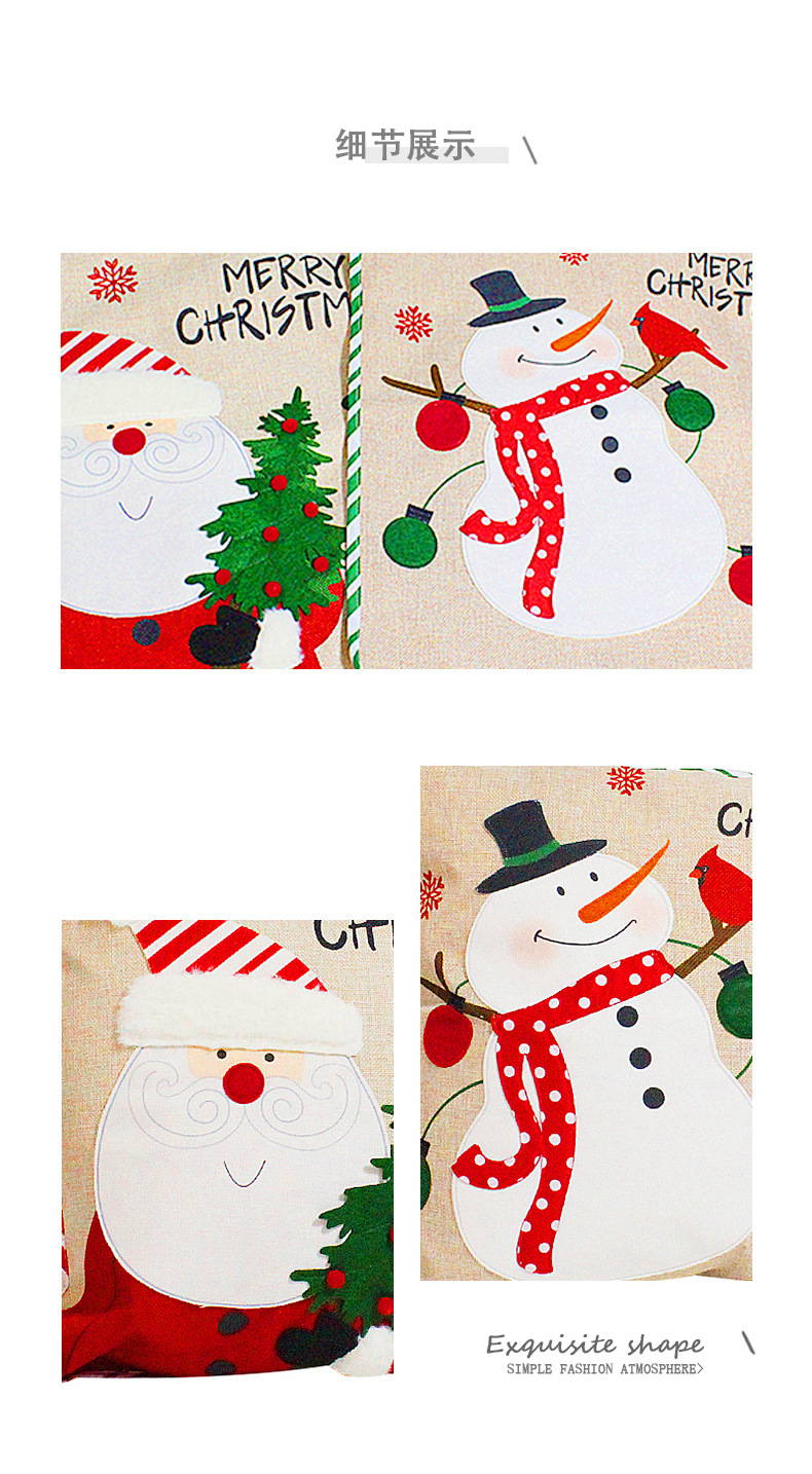 Snowman Hugging Pillowcase Christmas Pillow Linen Sofa Pillow Case Car Cushion Cover Wholesale display picture 2