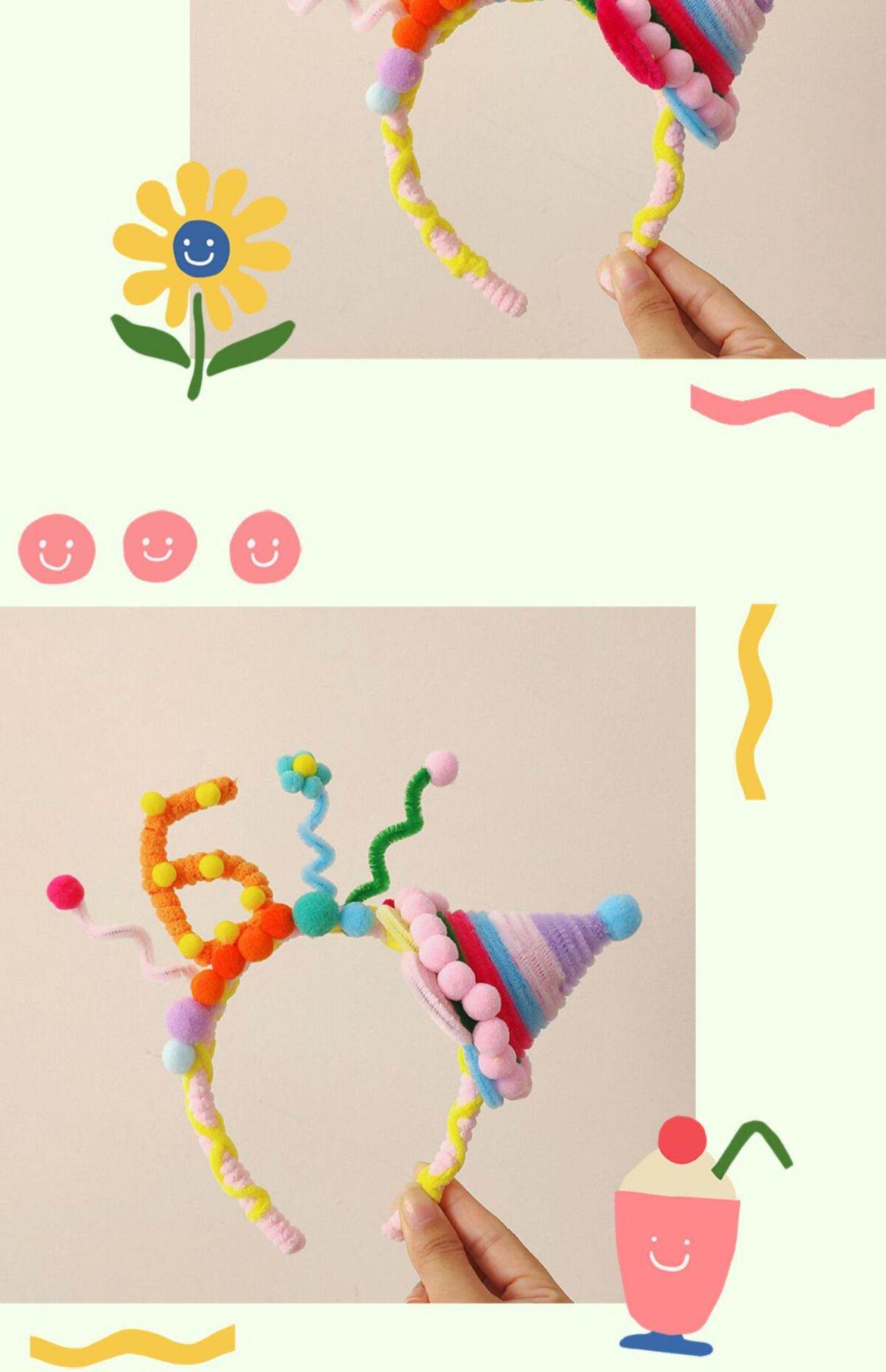 Holiday, Daily, Birthday Occasion hat, Number Pattern Women's IG Style Casual Hat Number Cloth Handmade Hair Band