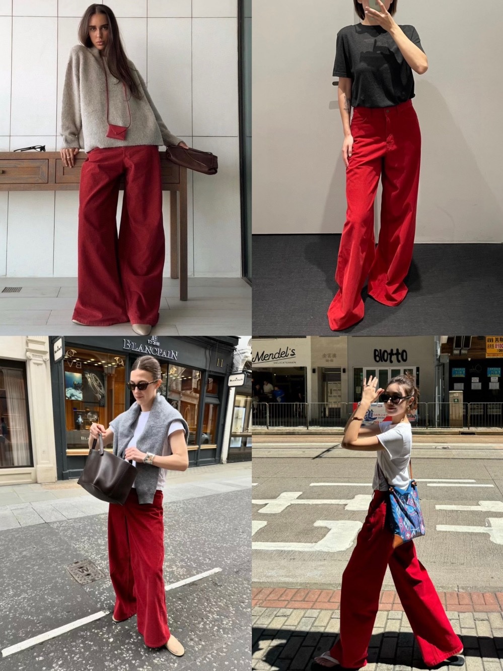 Retro red corduroy spring trousers
