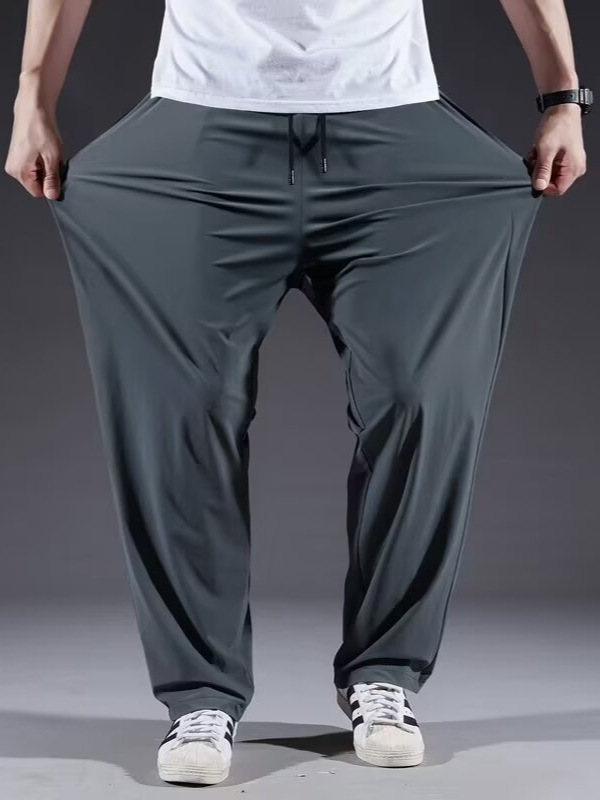 Fat Man's Summer Construction Site Work Pants Men's Summer Simple Loose Large Size Stretch Nine-Point Pants Light and Enlarged Quick-Drying Pants