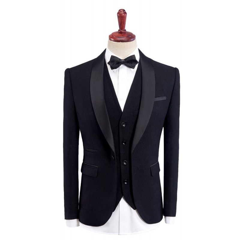 Abbigliamento uomo Abiti da sposo da uomo Smoking da sposo con risvolto a scialle Maniche lunghe per occasioni formali e informali Alla moda_voghion.com