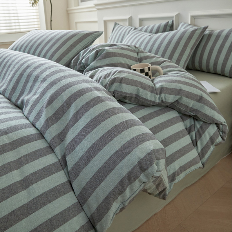 Nuevo estilo nórdico cama de algodón puro traje de cuatro piezas sábanas de algodón lavado de algodón edredón conjunto de dormitorio de tres piezas 2025 nuevo