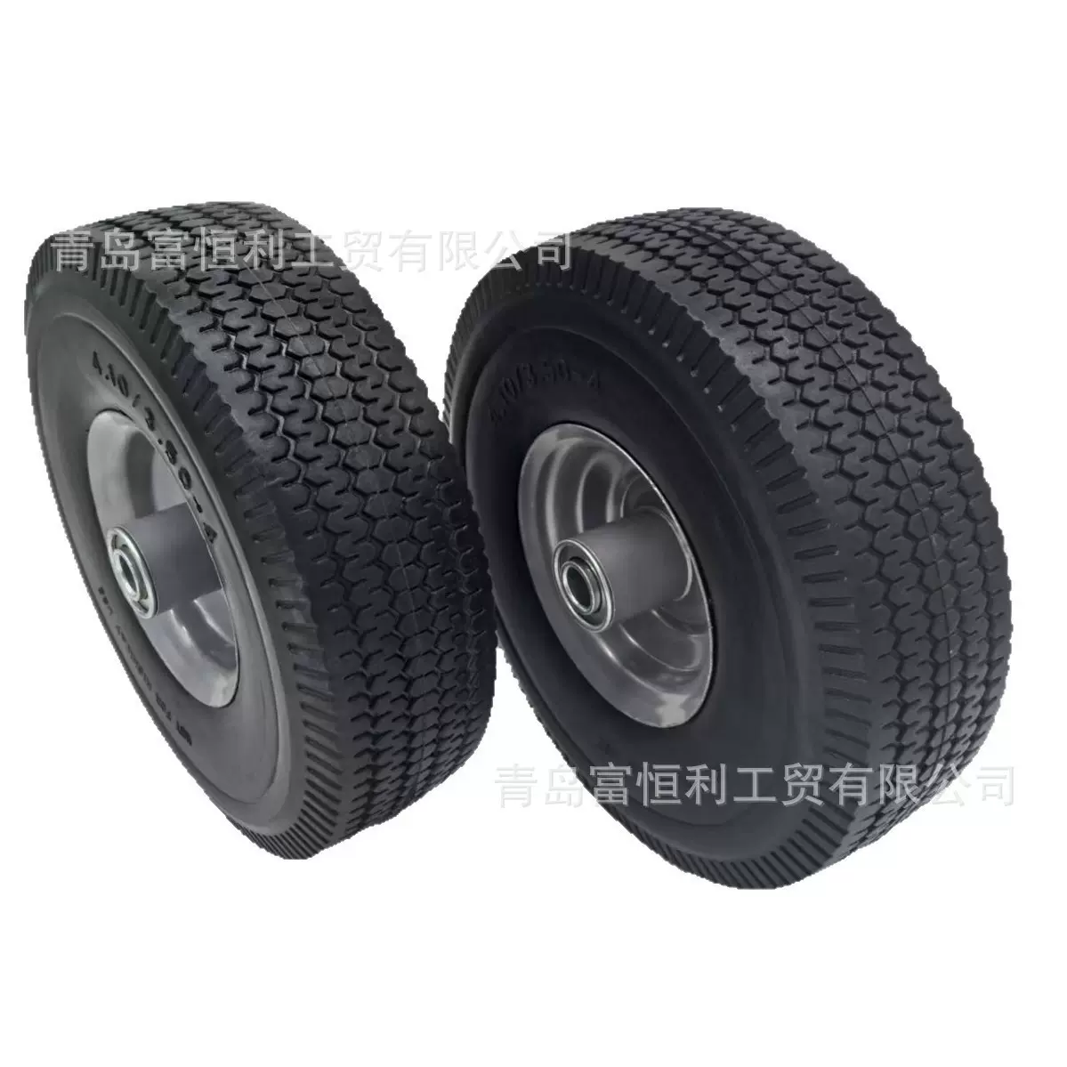 10寸发泡实心轮胎聚氨酯免充气割草机手推车4.10/3.50-4pu发泡轮