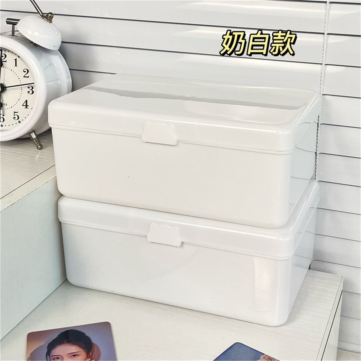 Caja de almacenamiento de cubierta blanca pura Caja de almacenamiento a prueba de polvo multifuncional Caja de almacenamiento a prueba de polvo image 7