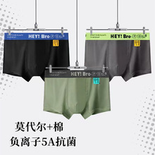 莫代尔棉男士内裤平角裤亲肤透气抑菌四角裤男生短裤青年大码批发