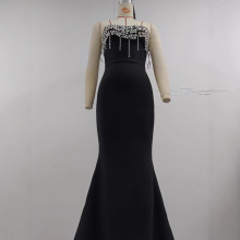 Bandage dress抹胸钉珠包臀显瘦鱼尾长款绷带礼服名媛宴会连衣裙