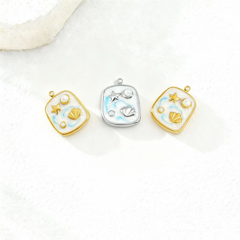 European and American Cross-Border Vintage Style Stainless Steel Necklace for Women, Ocean Oil Drop Pendant, Light Luxury High-End Versatile Accessory Pendant