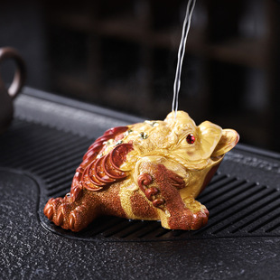 Fine Golden Toad Tea Pet Ornaments Can Raising Color-changing Toad Tea Set Accessories Tea Table Tea Tray Tea Ceremony Golden Cicada Decoration