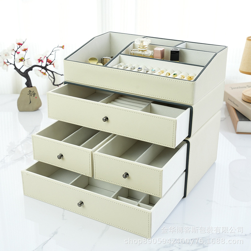 Home-Use Cosmetics Storage Box, Jewelry Dust-Proof, Large-Capacity Desktop Makeup Cotton, Dressing Table, High-End Skin Care Products