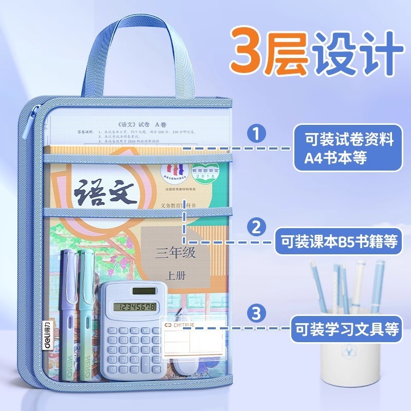 网纱透明文件袋 莫兰迪大开口多层科目分类袋试卷资料作业 收纳袋|undefined