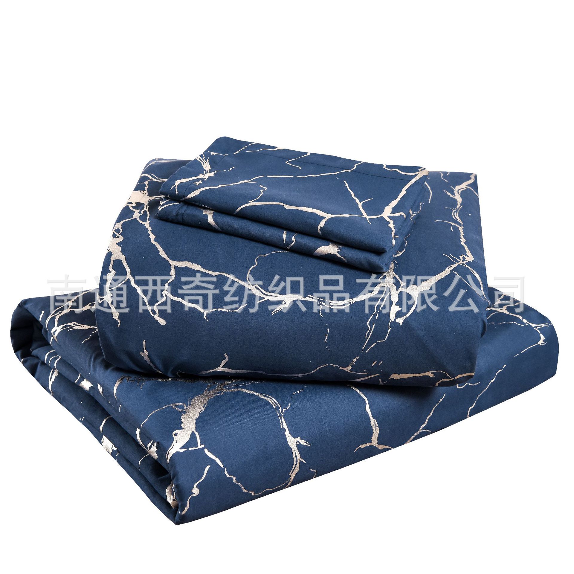 亚马逊易贝速卖通跨境家纺供货烫金石纹床笠四件套多尺寸一件批发