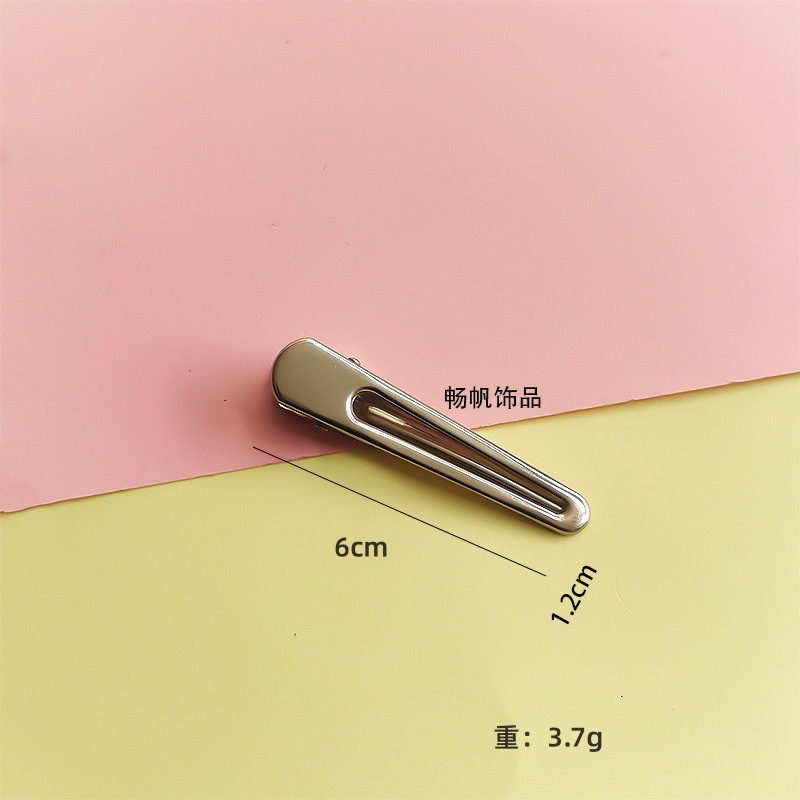 シルバーメタルヘアピンウェーブドロップクリップイン日本製シンプルメタルエッジクリップガールスイートクールデイリーオールマッチングクリップ