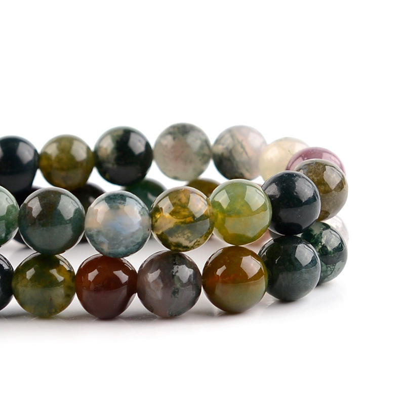 Natural Indian Marine Aquatic Plants Agate Loose Beads Colorful Jade display picture 3
