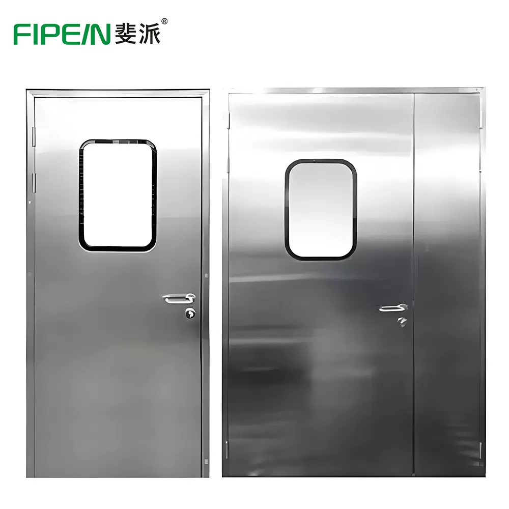 304不锈钢净化门 医院病房产房双开门隔音防辐射钢质洁净门平开门