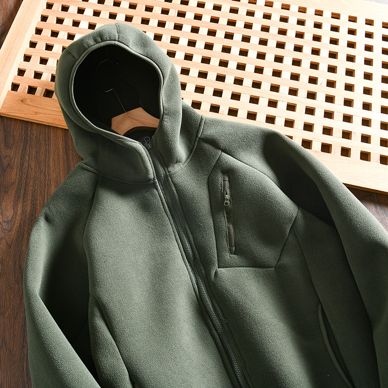 Giacca con cappuccio in pile da uomo autunno inverno calda_voghion.com
