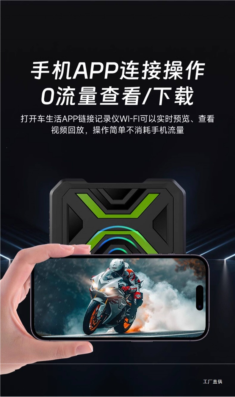 Motorcycle electric dashcam with high-definition front and rear dual lenses, waterproof, for riding and parking monitoring, by Yipeihui