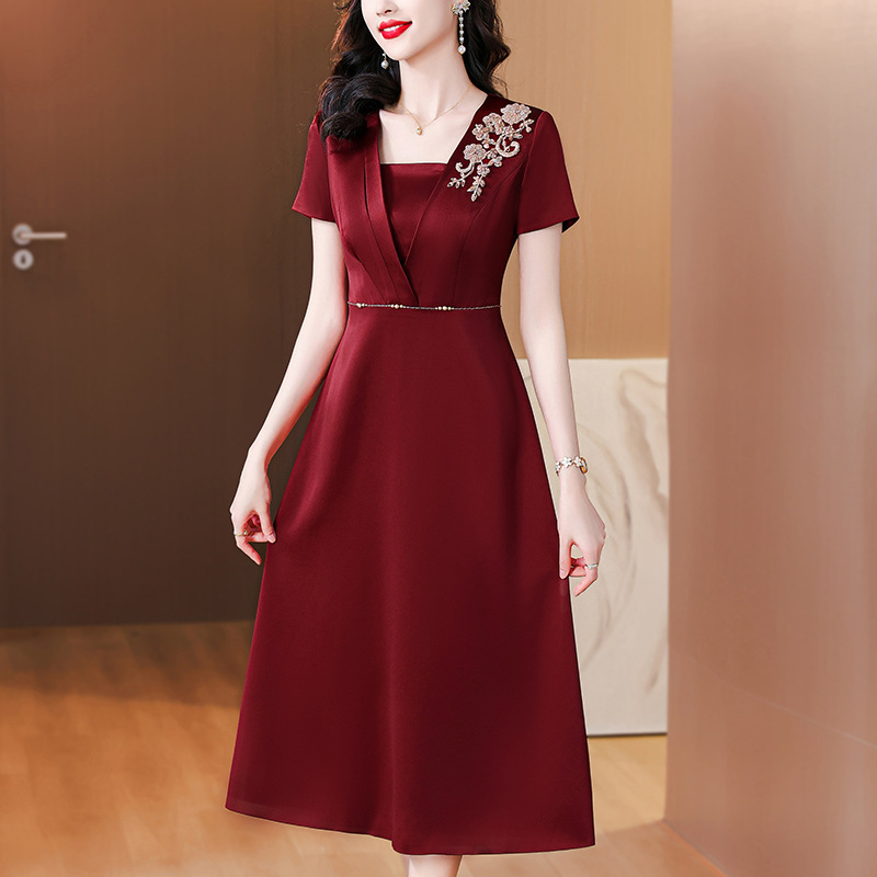Acetate Dress Wedding Mother Dress 2025 New Style Mother-In-Law Wedding Banquet Dress Petite Dress Acetate Dress Wedding Mother Dress 2025 New Style Mother-In-Law Wedding Banquet Dress Petite Dress