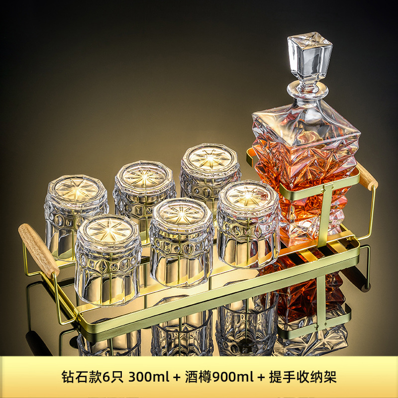 아이스 와인병 900ml + 다이아몬드 스타일 6개 290ml + 골드 손잡이 홀더