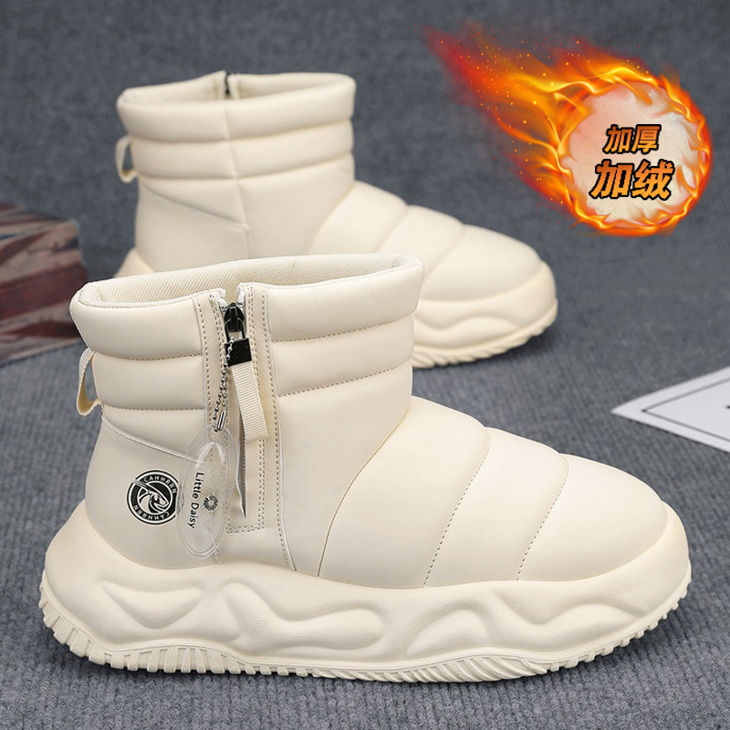 Invierno nuevos hombres de caña alta más botas de nieve de terciopelo suela gruesa aumento cremallera lateral cálido al aire libre a prueba de frío zapatos de algodón zapatos de hombre image 8