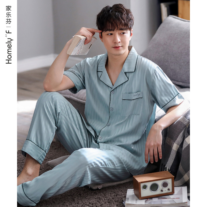 Pijamas de los hombres de verano 100% algodón pantalones de manga corta ropa para el hogar de verano de algodón fino traje de verano