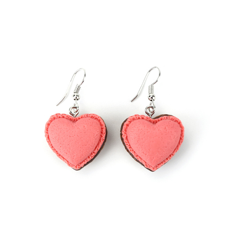 Resin Material Heart Shape Pattern Wholesale Jewelry Cartoon Style Heart Shape Resin Drop Earrings
